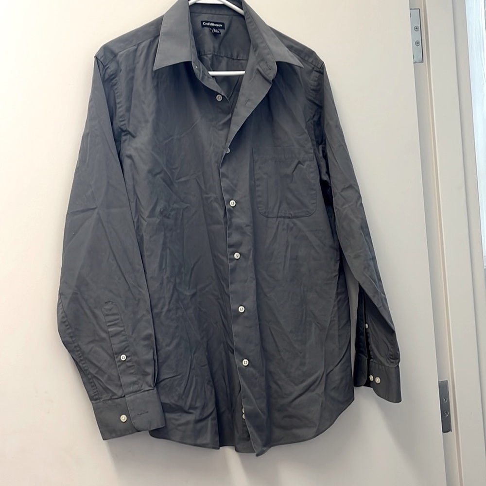 Men’s gray long sleeve dress shirt. Croft and Barrow size medium 15 1/2-16
